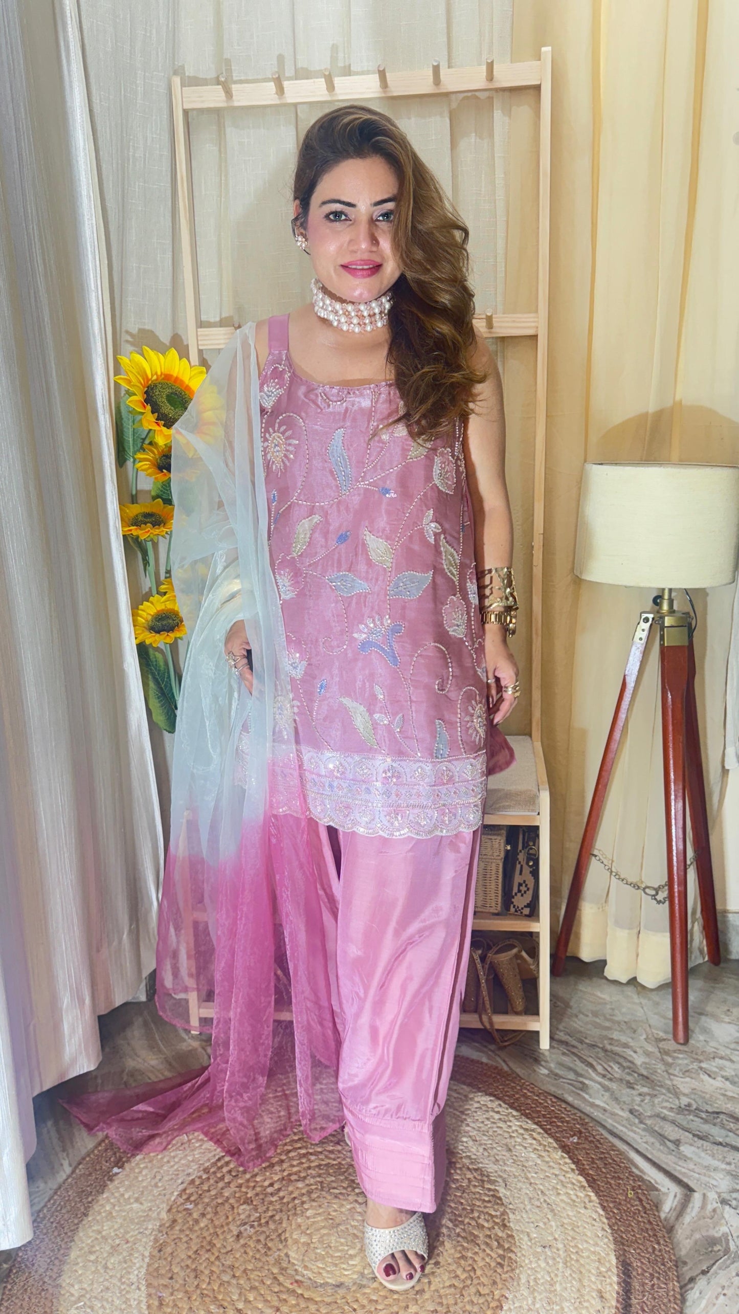 Elegant Embroidered Farsi Suit with Dupatta