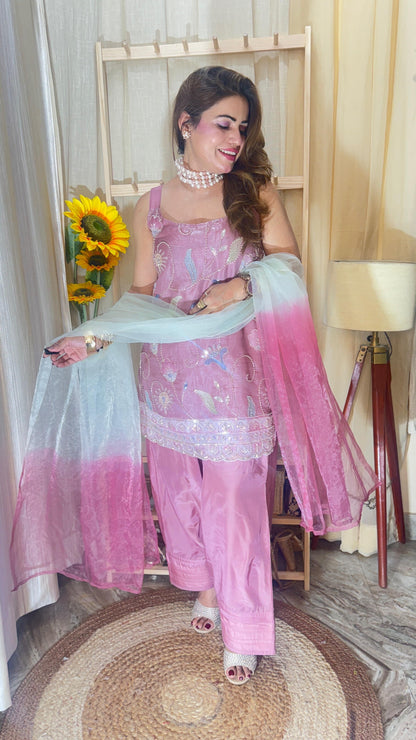 Elegant Embroidered Farsi Suit with Dupatta