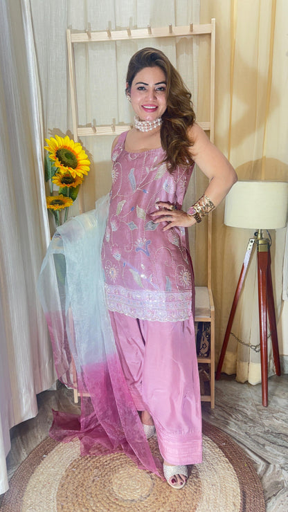 Elegant Embroidered Farsi Suit with Dupatta