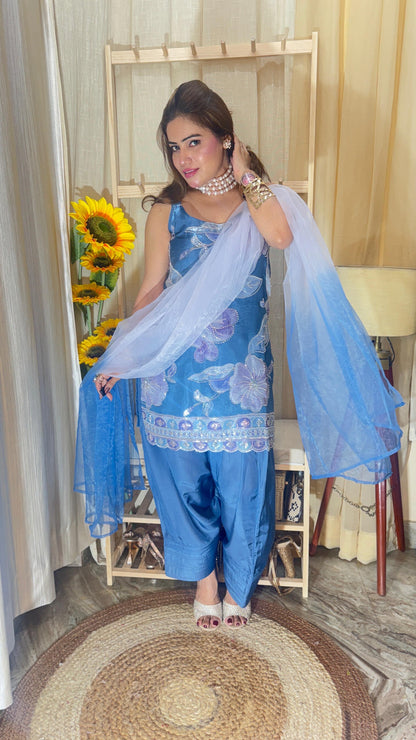 Elegant Embroidered Farsi Suit with Dupatta