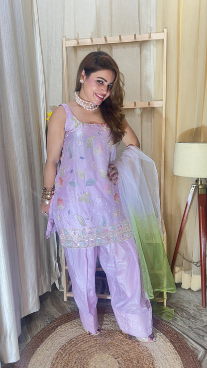 Elegant Embroidered Farsi Suit with Dupatta
