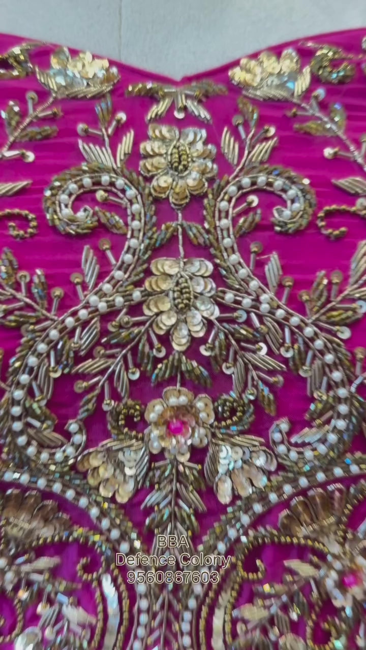 Pink and Orange Sharara Set with Embroidered Olive Dupatta
