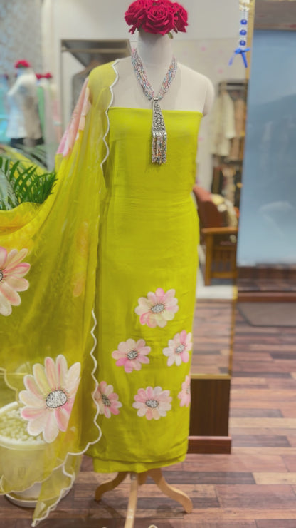 Hand-Painted Unstitched Suit Set
