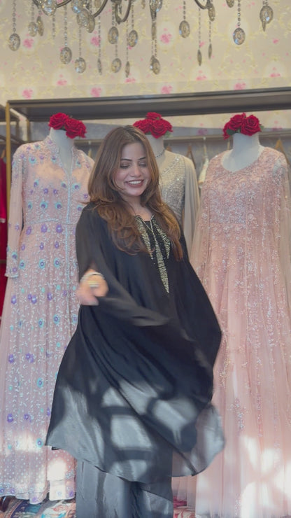 Black Embellished Kaftan Co-ord Set