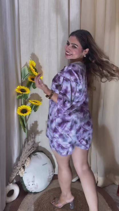 Print Co-ord Set/ Purple Tie-Dye Co-ord Set