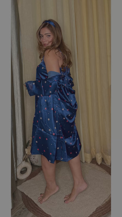 luxury satin floral nightwear 3pc set